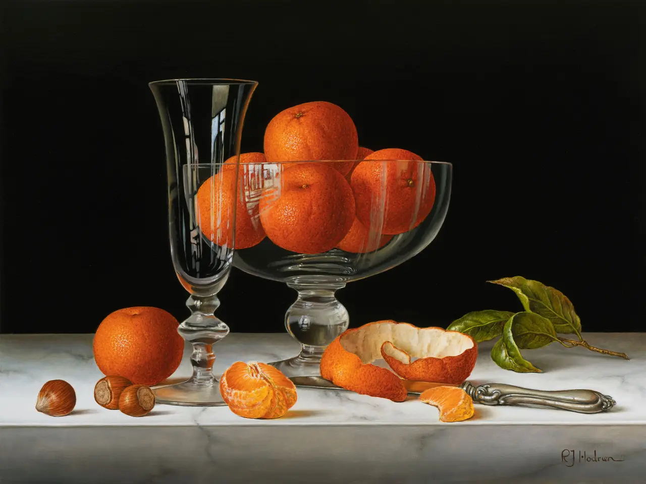 Roy Hodrien - mandarins in a glass bowl